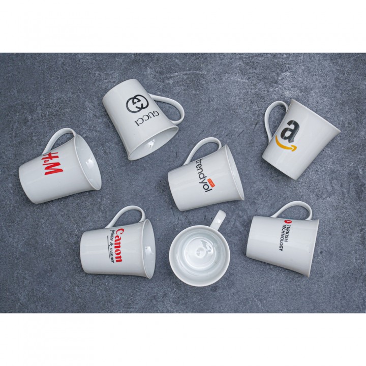 Logo Baskılı Fulya Beyaz Seramik Kupa 300 ml